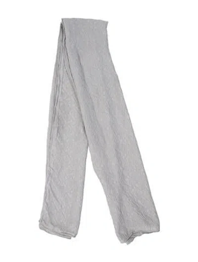 Pre-owned Fendi Silk Zucca Ff Logo Scarf In Grey