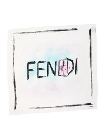 Pre-owned Fendi Silk Zucchino Ff Logo Scarf In Brown