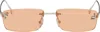 Fendi First Rectangular-frame Crystal-embellished Silver-tone Sunglasses In Orange