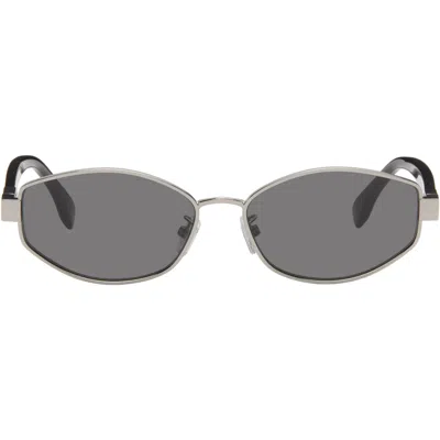 Fendi Silver Baguette Sunglasses In Gray