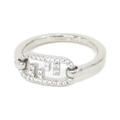 Pre-owned Fendi Silver Clear Band Ring () In Silver, Clear