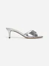Fendi Fold Leather Mules Metal Detail In White