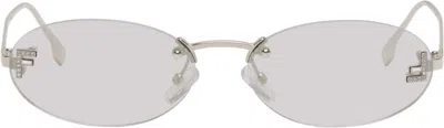 Fendi Silver ' First' Crystal Sunglasses In Neutral