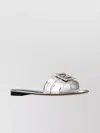 Fendi Ffold Metallic Leather Sandals In Silver
