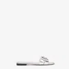 Fendi Silver Leather Baguette Slippers In Multi