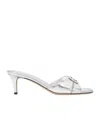 Fendi Fold Leather Mules Metal Detail In White