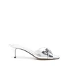 Fendi Fold Leather Mules Metal Detail In White
