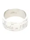 Fendi Silver Tone Ring With Lettering Engraving In Brass Man