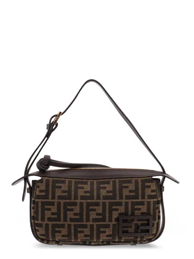 FENDI SIMPLY FENDI MINI FFJACQUARD FABRIC SHOULDER BAG