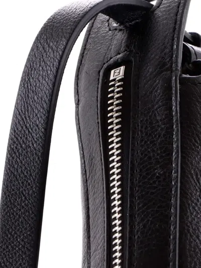 Pre-owned Fendi Simply Leather Mini Shoulder Bag In Black