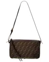 Fendi Brown Ff Jacquard Fabric Bag In Brown