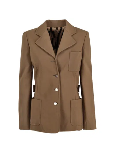 Pre-owned Fendi Single-breasted Blazer In Brown