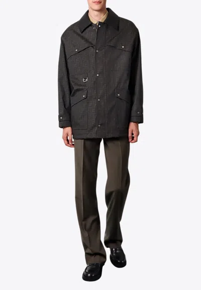 FENDI SINGLE-BREASTED FF JACQUARD JACKET