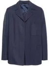 Fendi Single-breasted Jacket With No Visible External Buttons In Blue