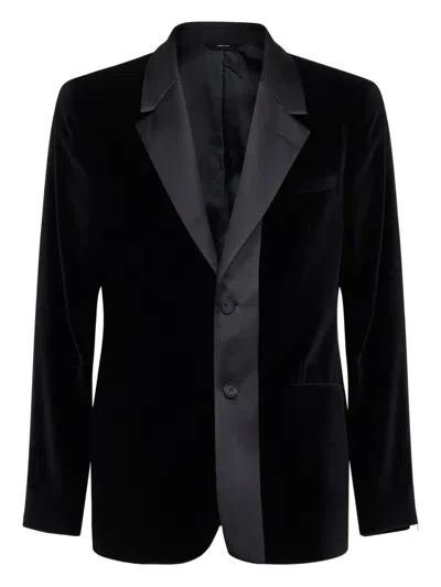 Fendi Single-breasted Satin-collar Cotton Jacket In Black