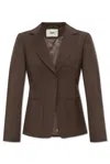 Fendi Women Dark Green Wool And Mohair Blazer In Brown