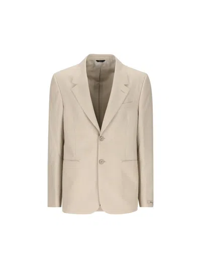 Fendi Single Breasted Tailored Blazer In Sand