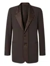 Fendi Tailored Wool Blazer Notch Lapel In Brown