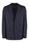 Fendi Single-breasted Jacket With No Visible External Buttons In Blue