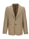 Fendi Single-breasted Wool Blazer In Beige