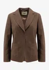 Fendi Women Dark Green Wool And Mohair Blazer In Brown