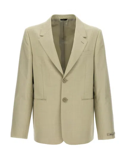 Fendi Single-breasted Wool Blazer Beige In Neutral