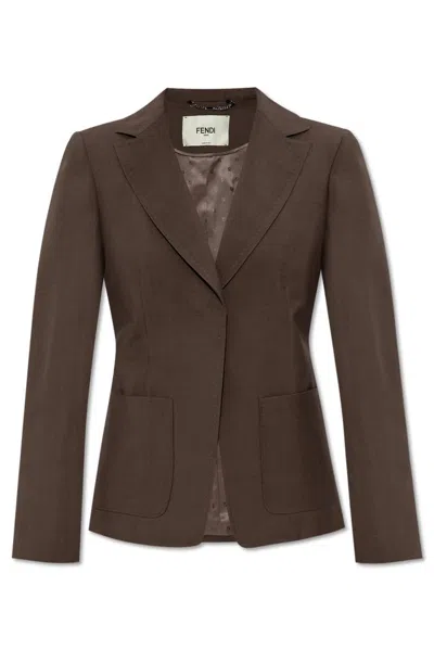 Fendi Single-breasted Tailored Blazer In Green