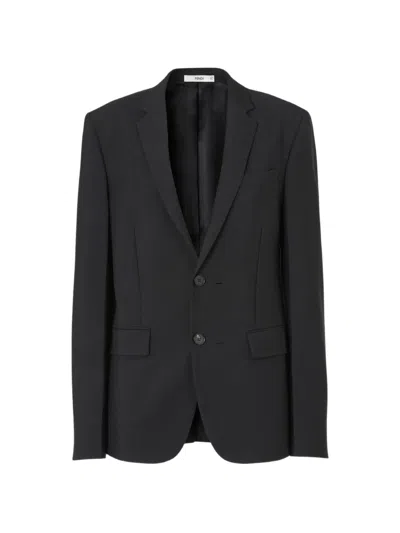 Fendi Single Breasted Jacket Front Pockets Notched Lapels In Black