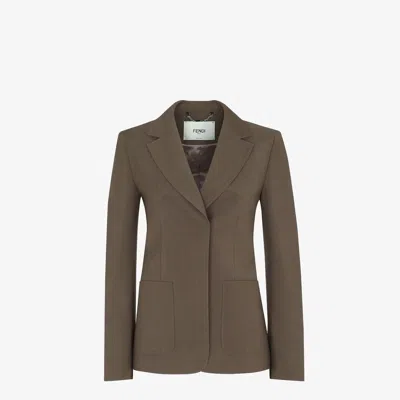 Fendi Single-breasted Blazer In Taupe
