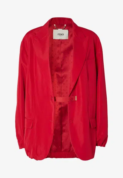 Fendi Single-breasted Buttoned Blazer In Red