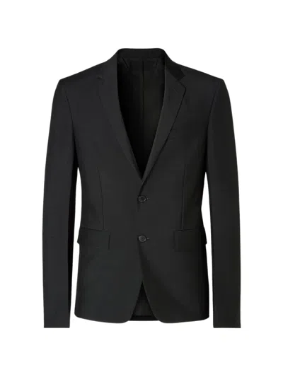 Fendi Fitted Kid Mohair Mini Blazer With Embroidered Cuff Detail In Black