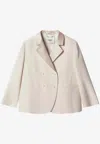 Fendi Single-breasted Wool Blazer In Neutral