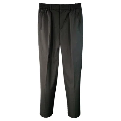 Pre-owned Fendi Size 30 Black Wool Blend Pleated Elastic Waistband Casual Pants