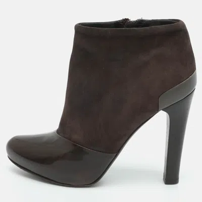 Pre-owned Fendi Size 36 Brown Leather And Suede Booties