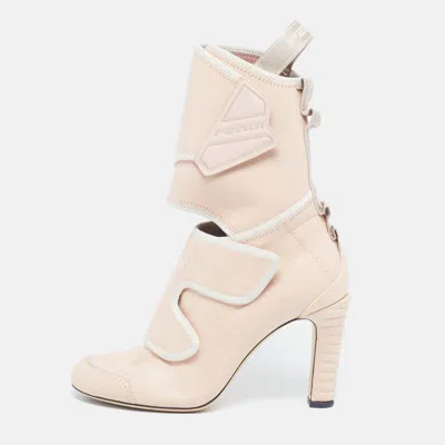 Pre-owned Fendi Size 37 Pink Leather Ankle Length Boots