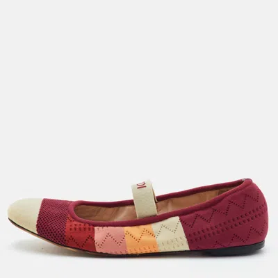 Pre-owned Fendi Size 40 Multicolor Striped Knit Fabric Ballet Flats