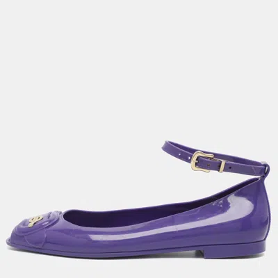 Pre-owned Fendi Size 40 Purple Jelly Peep Toe Ballet Flats