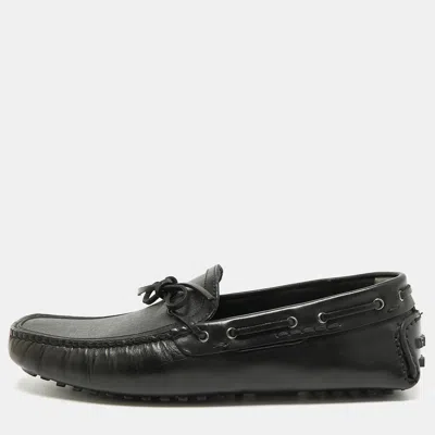Pre-owned Fendi Size 42 Black Zucca Coated Canvas And Leather Driver Loafers