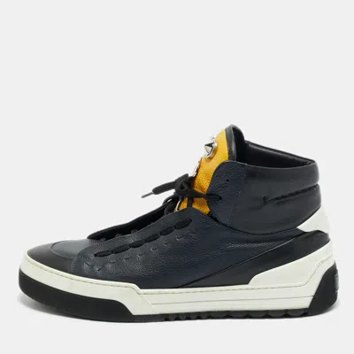 Pre-owned Fendi Size 44.5 Multicolor Leather Funny Face Studded High Top Sneakers