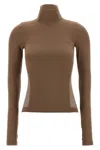 Fendi High Neck Long Sleeve Stretch Jersey In Orange