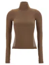 Fendi High Neck Long Sleeve Stretch Jersey In Neutral