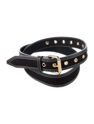 Pre-owned Fendi Skinny Canvas Belt In Black