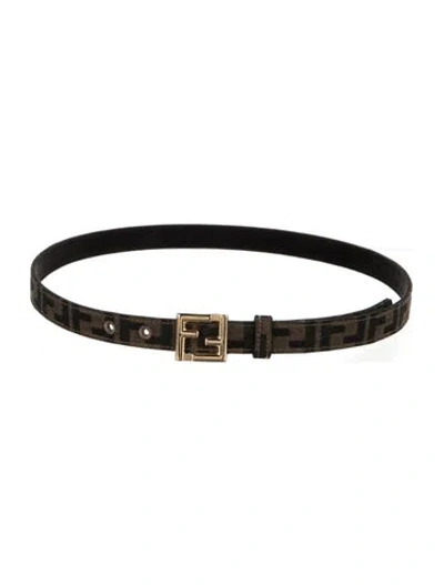 Pre-owned Fendi Skinny Canvas Belt In Black