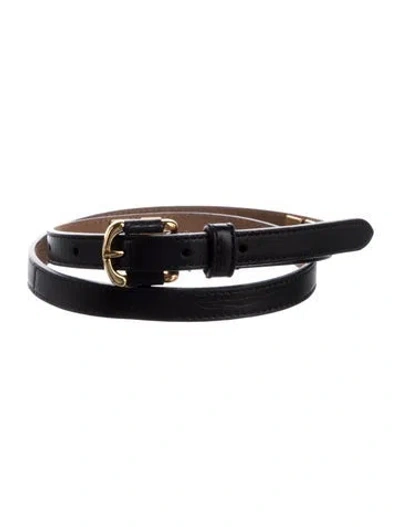 Pre-owned Fendi Skinny Leather Belt In Black