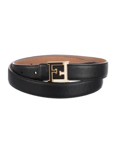 Pre-owned Fendi Skinny Leather Belt In Black