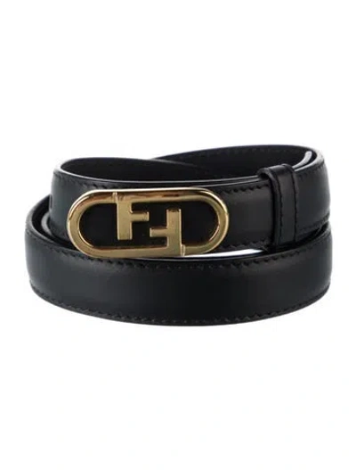Pre-owned Fendi Skinny Leather Belt In Black