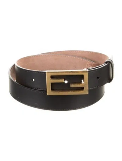 Pre-owned Fendi Skinny Leather Belt In Black