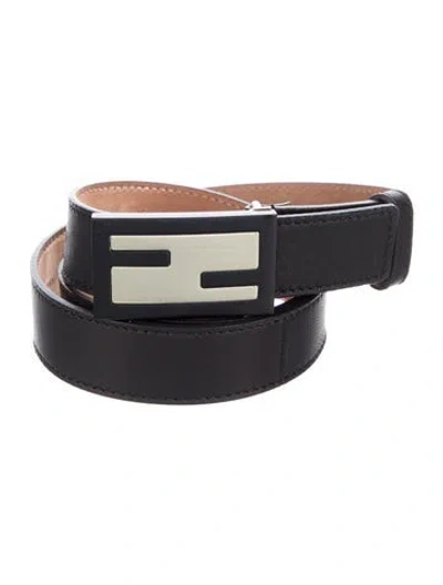 Pre-owned Fendi Skinny Leather Belt In Black
