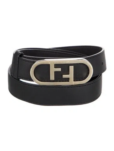 Pre-owned Fendi Skinny Leather Belt In Black