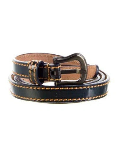 Pre-owned Fendi Skinny Leather Belt In Blue